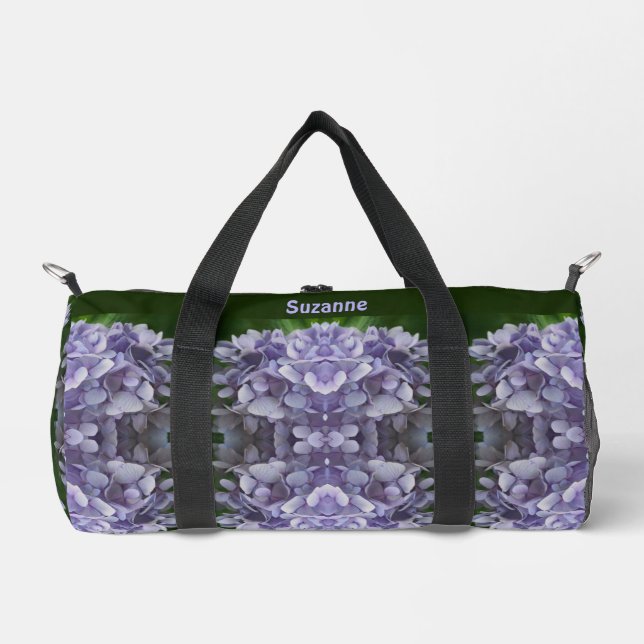 Blue Hydrangea Petals Pattern Personalized Duffle Bag (Front)