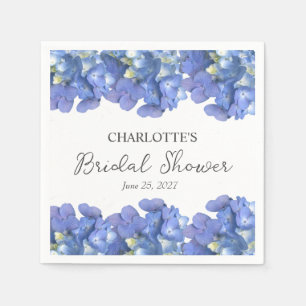 Blue Hydrangea Petals Personalized Bridal Shower Napkins