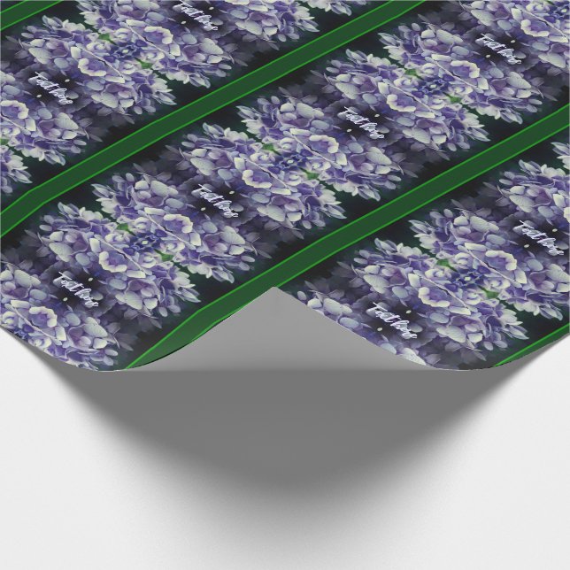 Blue Hydrangea Petals Personalized Wrapping Paper (Corner)
