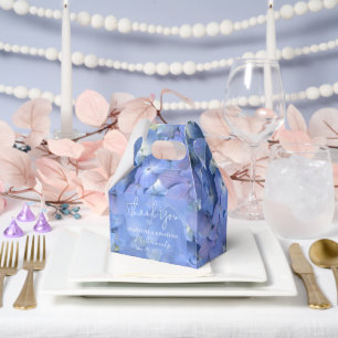 Blue Hydrangea Petals Wedding Personalized Names Favor Boxes