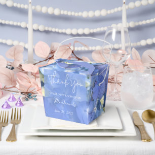 Blue Hydrangea Petals Wedding Personalized Names Favor Boxes