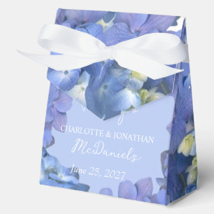 Blue Hydrangea Petals Wedding Personalized Names Favor Boxes