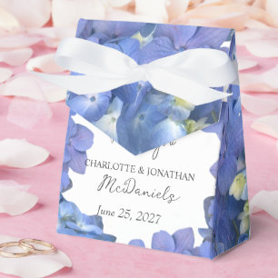 Blue Hydrangea Petals Wedding Personalized Names Favor Boxes