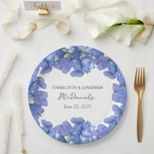 Blue Hydrangea Petals Wedding Personalized Names