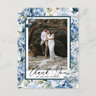 Blue Hydrangea Photo Thank You Postcard