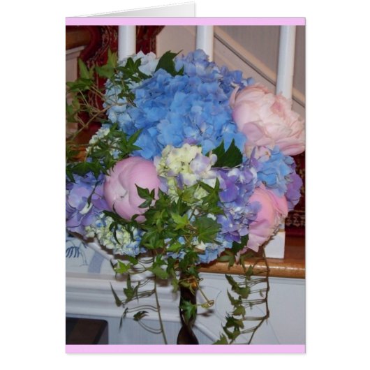 Blue Hydrangea Pink Peonies Cards (Front)