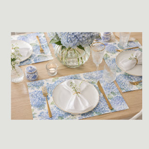 Blue Hydrangea Placemats Elegant Floral Table
