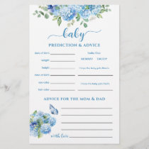 Blue Hydrangea Prediction and Advice Game Card