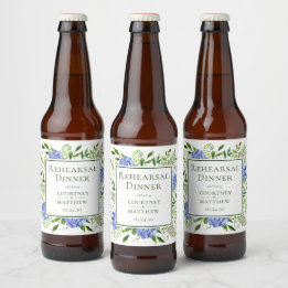 Blue Hydrangea Rehearsal Dinner Beer Bottle Label