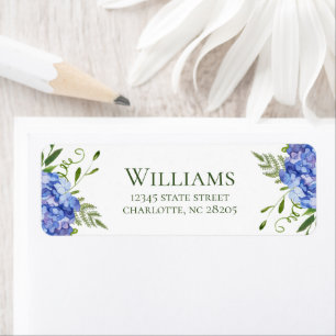 Blue Hydrangea Rehearsal Dinner Return Address Label