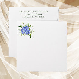 Blue Hydrangea Rehearsal Dinner Square Envelope
