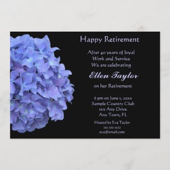 Blue Hydrangea Retirement Party Invitation by Lilleaf at Zazzle