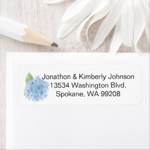 Blue Hydrangea Return Address Label