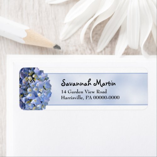 Blue Hydrangea Return Address Label