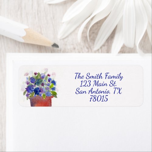 Blue Hydrangea Return Address Label