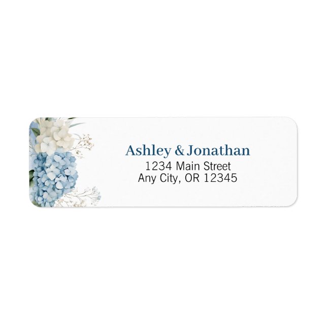 Blue Hydrangea Return Address Labels Personalized (Front)