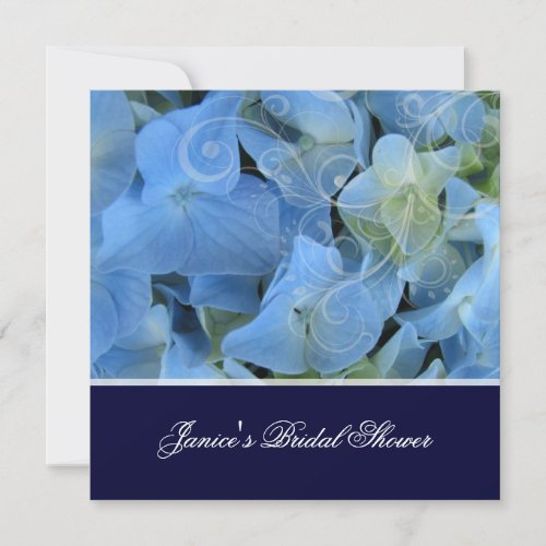 Blue hydrangea/romantic bridal shower/wedding custom invites