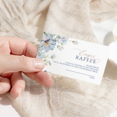 Blue Hydrangea  Rose Diaper Raffle Ticket Enclosure Card