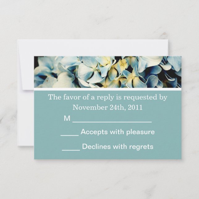 Blue Hydrangea RSVP Cards Invites (Front)