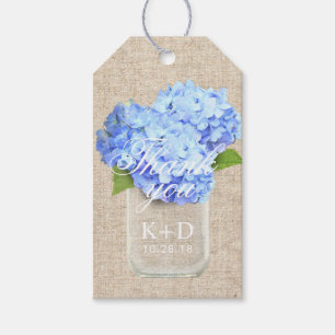 Blue Hydrangea Rustic Wedding Favor Thank You Gift Tags