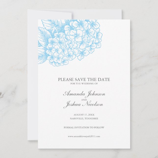 Blue Hydrangea Save the Date (Front)
