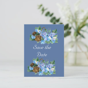 BLUE HYDRANGEA save the date Announcement Postcard