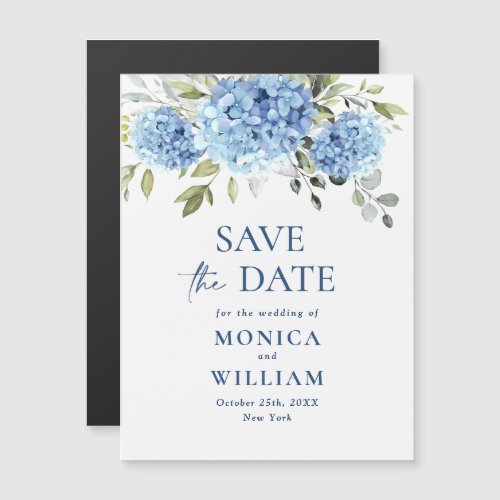 Blue Hydrangea Save the Date Magnetic Card