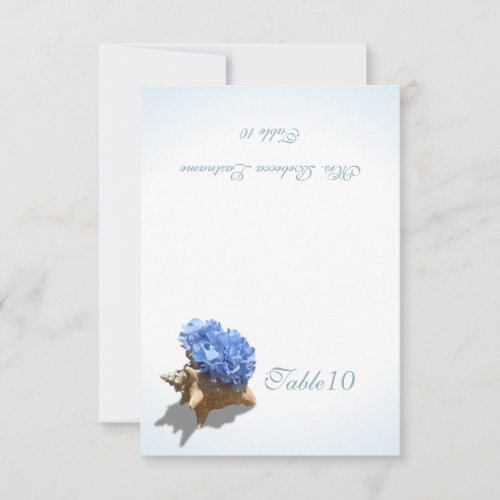 Blue Hydrangea Seashell Place Card