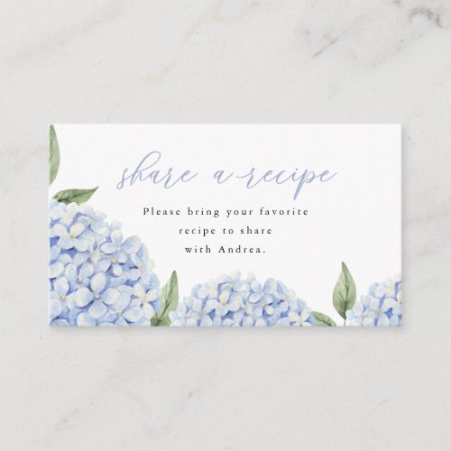 Blue Hydrangea Share a Recipe Insert Card