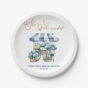 Blue Hydrangea She's off the Market Bridal Shower Paper Plates
