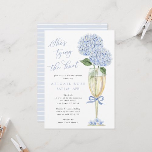 Blue Hydrangea Shes Tying the Knot Bridal Shower Invitation