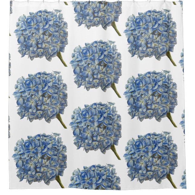 Blue Hydrangea Shower Curtain (Front)