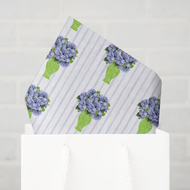 Blue Hydrangea Shower Wedding Coastal monogram  Tissue Paper (Gift Bag)