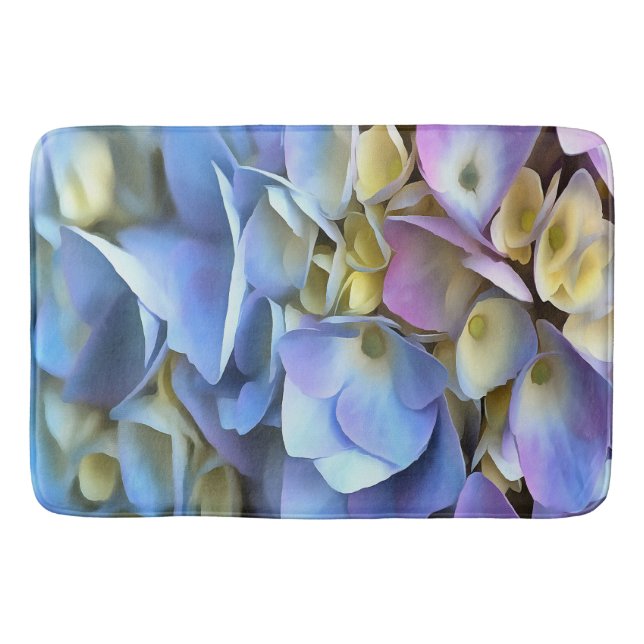 Blue Hydrangea Shrub Artistic Bossom Bathroom Mat (Front)