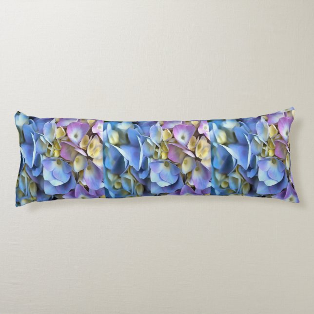Blue Hydrangea Shrub Artistic Bossom Body Pillow (Back)