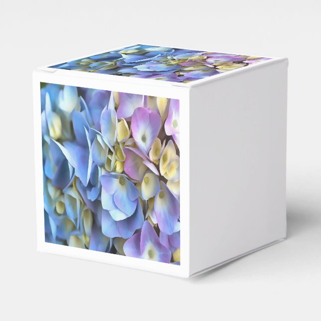 Blue Hydrangea Shrub Artistic Bossom Favor Boxes (Front Side)