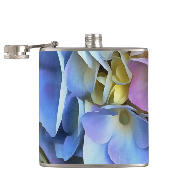 Blue Hydrangea Shrub Artistic Bossom Hip Flask (Opened)