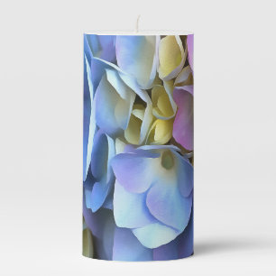 Blue Hydrangea Shrub Artistic Bossom Pillar Candle