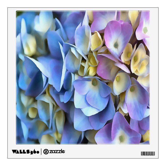 Blue Hydrangea Shrub Artistic Bossom Wall Sticker (Front)