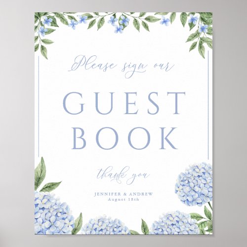 Blue Hydrangea Sign our Guestbook Wedding Poster