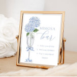 Blue Hydrangea, Silver Mimosa Bar Shower Poster<br><div class="desc">Change the directions and personalize using the template form.</div>