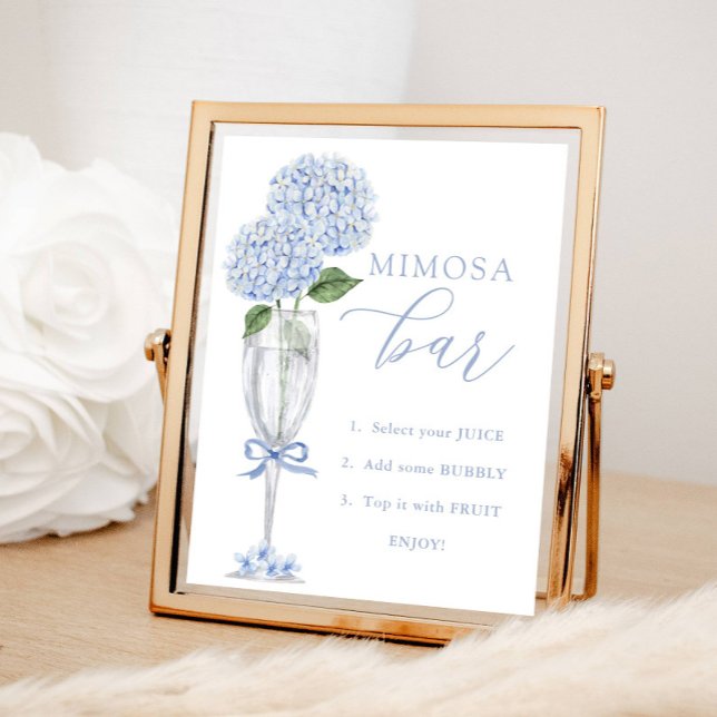 Blue Hydrangea, Silver Mimosa Bar Shower Poster (Creator Uploaded)