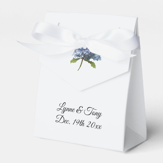 Blue Hydrangea Single Stem Theme Favor Box (Front Side)