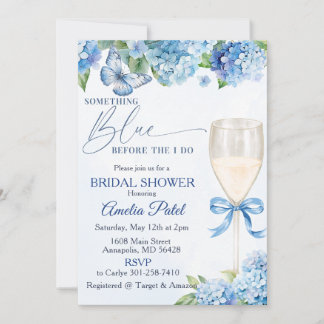 Blue Hydrangea Something Blue Bridal Shower Invitation
