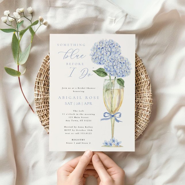 Blue Hydrangea Something Blue Bridal Shower Invitation (Creator Uploaded)