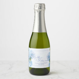 Blue Hydrangea Something Blue Bridal Shower Sparkling Wine Label