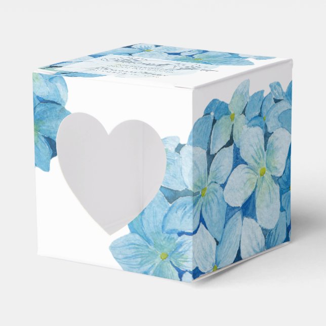 Blue Hydrangea Sophisticated Wedding Favor Box (Front Side)
