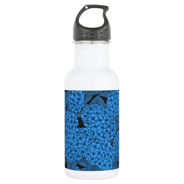 Blue hydrangea stainless steel water bottle (Front)