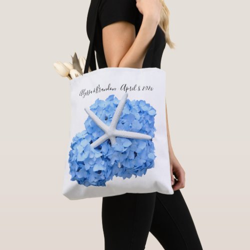 Blue Hydrangea Starfish Beach Wedding Gift Bag