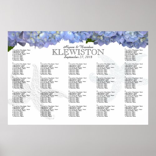 Blue Hydrangea Starfish Seating Chart